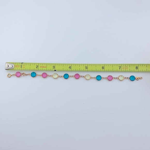 SWAROVSKI BRACELET AUSTRIAN CRYSTAL BLUE/TEAL PINK CLR BEZELS VINTAGE 7.25 +1" - Picture 10 of 10